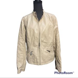 New York & Company beige faux leather jacket